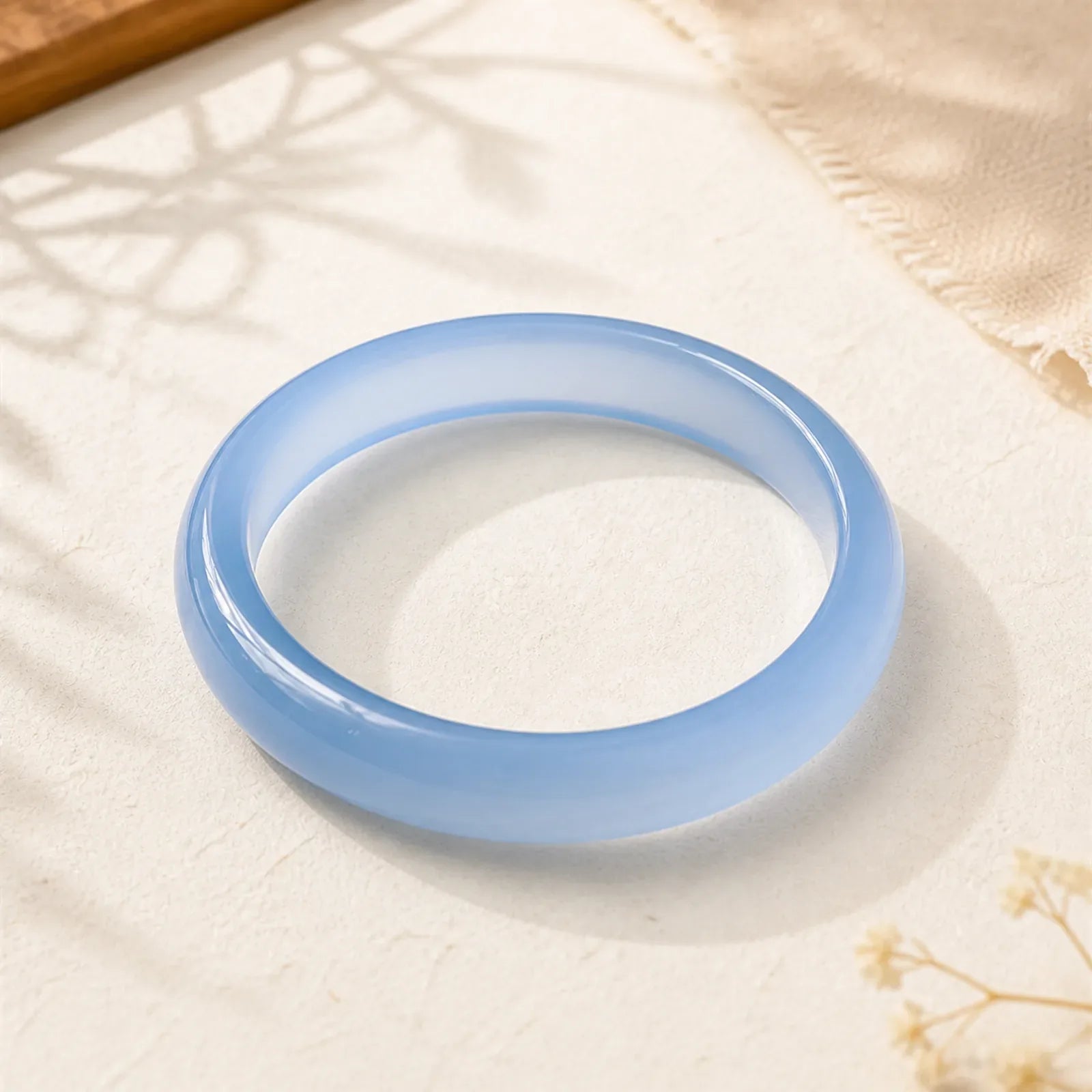 Blue Chalcedony Emotional Balance Bracelet Bangle featuring Blue Chalcedony, Chalcedony, Jade