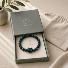 Blue Chalcedony Ivory Fruit Cat Power Bracelet featuring Blue Chalcedony, Chalcedony, Ivory Fruit
