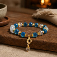 Blue Natural Candy Agate Copper Coin Balance Bracelet featuring Candy Agate, Copper