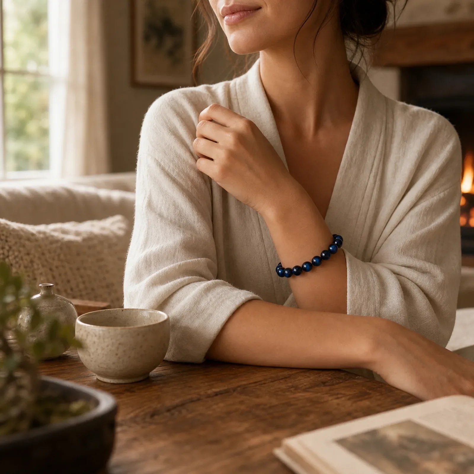 Blue Tiger Eye Balance Bracelet featuring Blue Tiger Eye, Tiger Eye