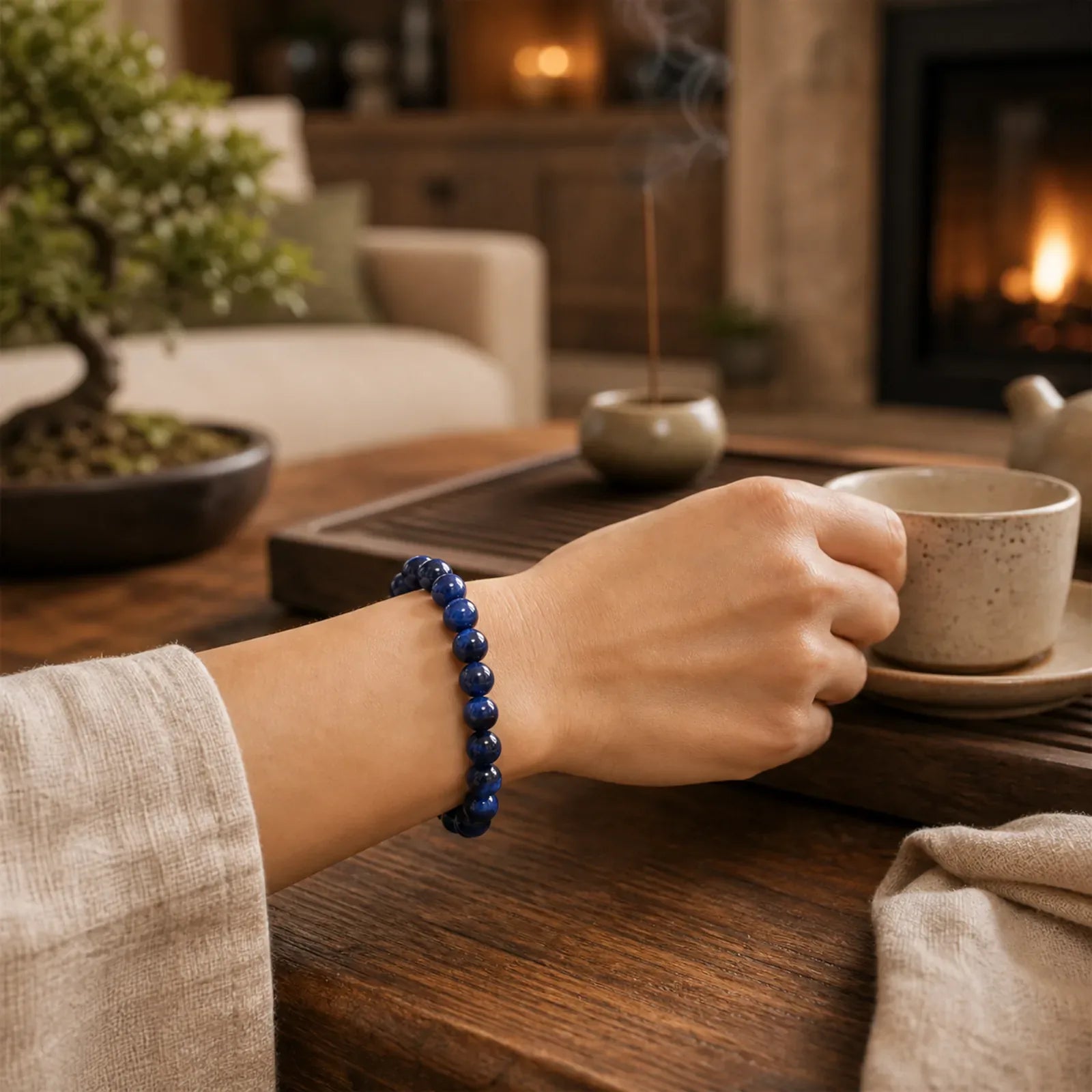 Blue Tiger Eye Balance Bracelet featuring Blue Tiger Eye, Tiger Eye
