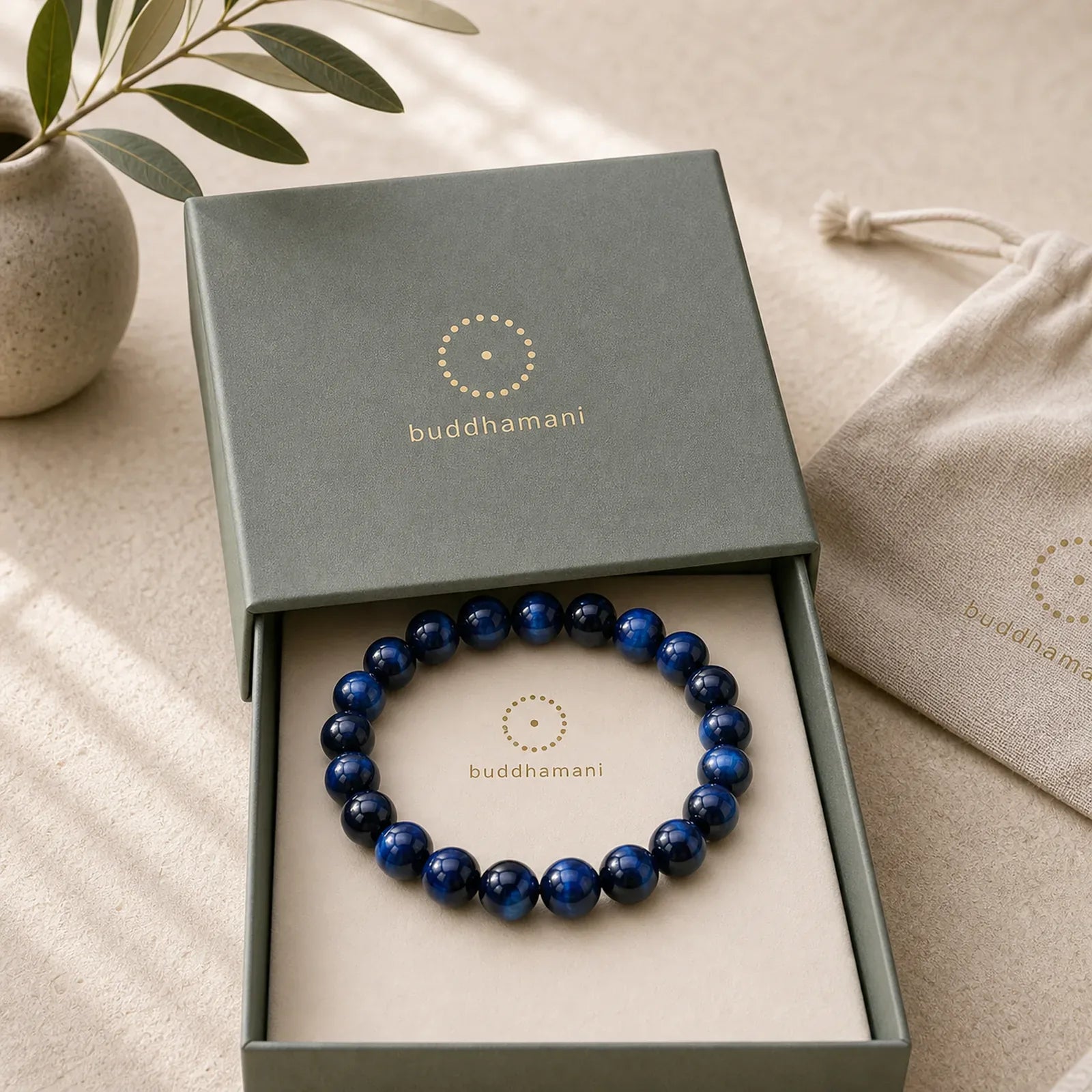 Blue Tiger Eye Balance Bracelet featuring Blue Tiger Eye, Tiger Eye