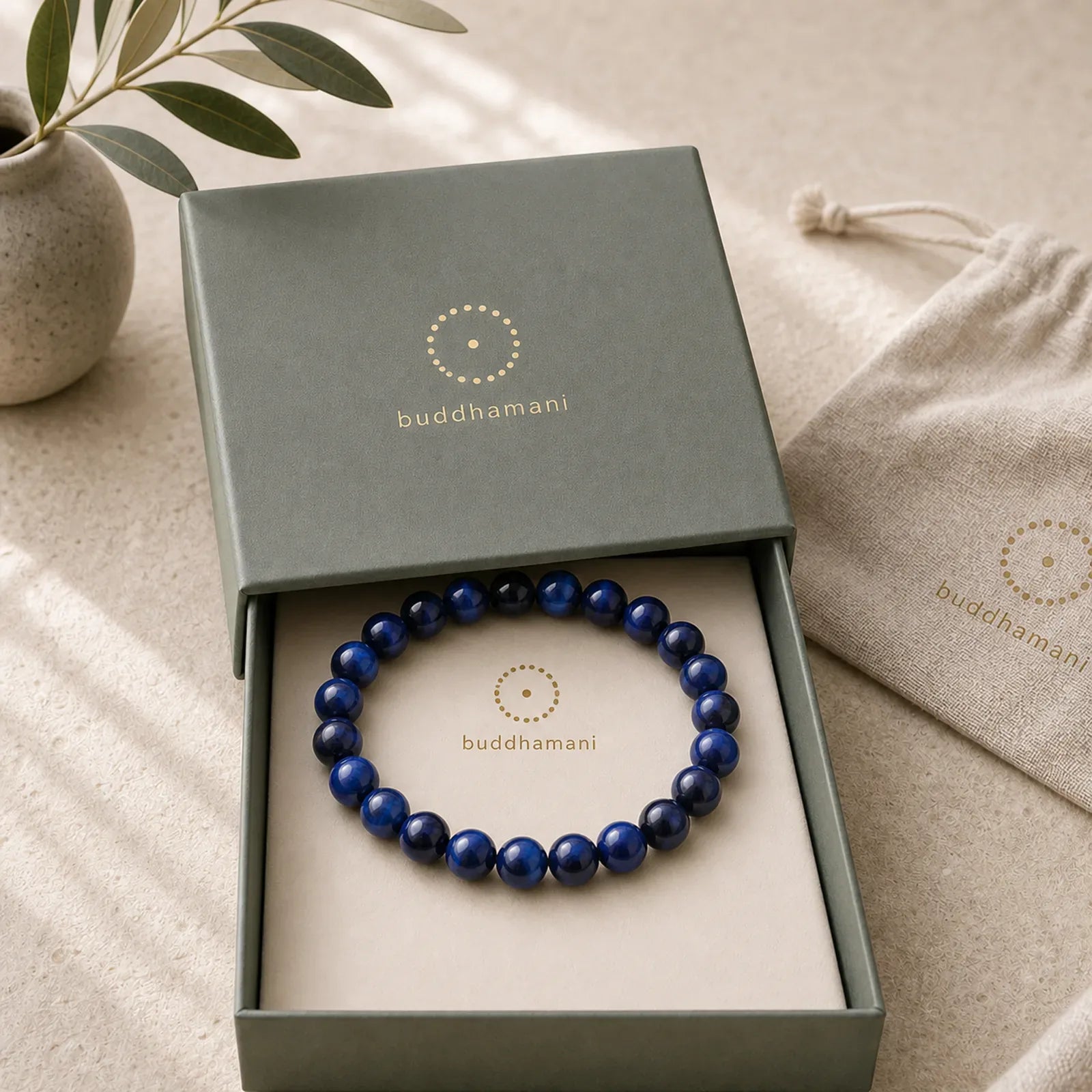 Blue Tiger Eye Balance Bracelet featuring Blue Tiger Eye, Tiger Eye