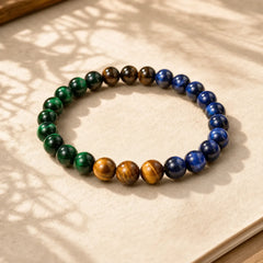 Blue Tiger Eye Green Tiger Eye Tiger Eye Balance Bracelet featuring Blue Tiger Eye, Tiger Eye, Green Tiger Eye