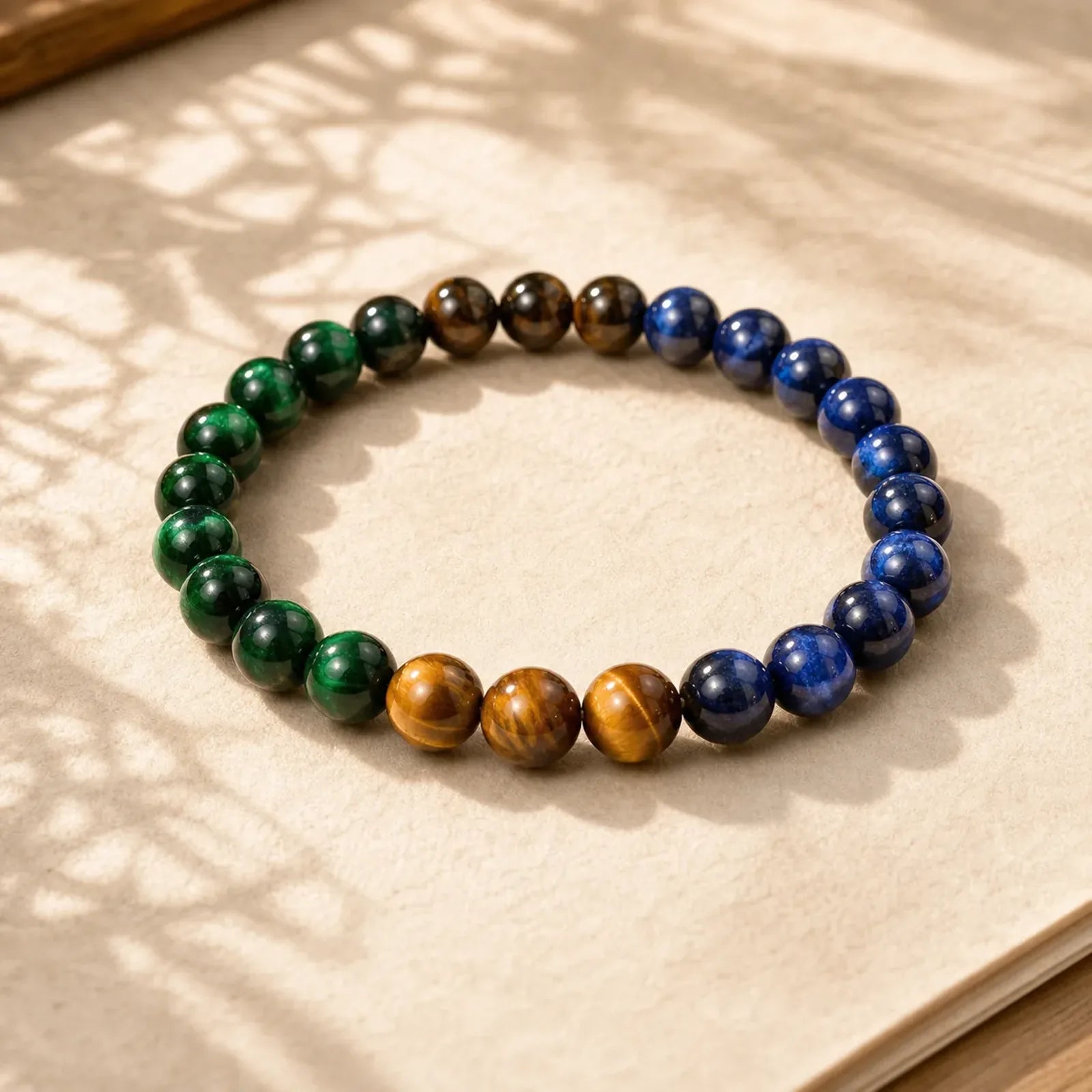 Blue Tiger Eye Green Tiger Eye Tiger Eye Balance Bracelet featuring Blue Tiger Eye, Tiger Eye, Green Tiger Eye