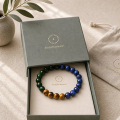 Blue Tiger Eye Green Tiger Eye Tiger Eye Balance Bracelet featuring Blue Tiger Eye, Tiger Eye, Green Tiger Eye