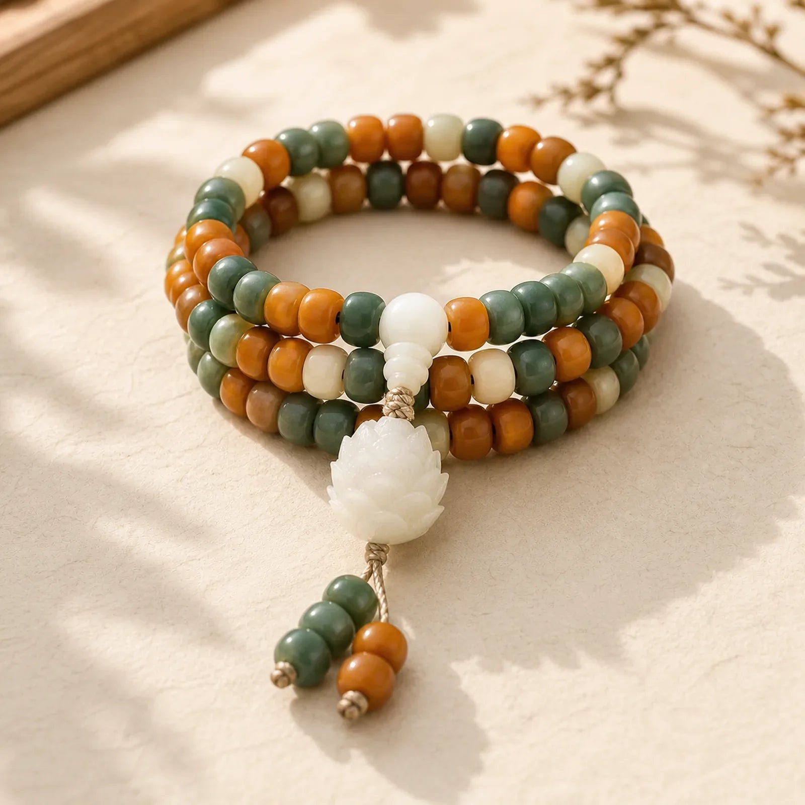 Bodhi Lotus Mala Harmony Necklace Bracelet featuring Lotus, Bodhi Seed, Lotus Symbol