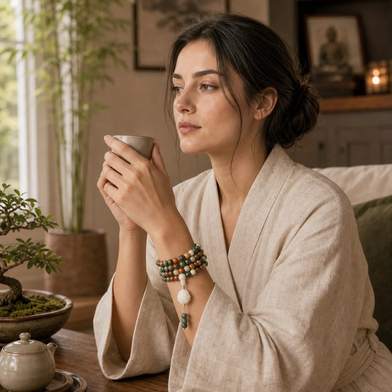 Bodhi Lotus Mala Harmony Necklace Bracelet featuring Lotus, Bodhi Seed, Lotus Symbol