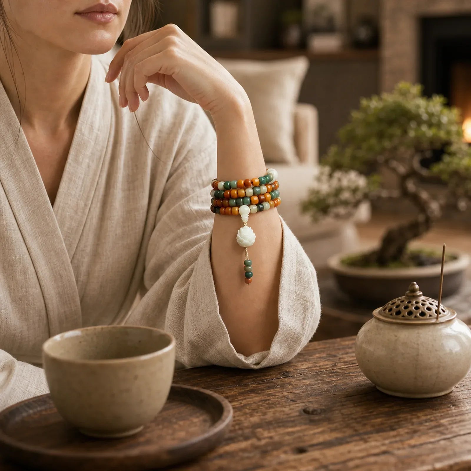 Bodhi Lotus Mala Harmony Necklace Bracelet featuring Lotus, Bodhi Seed, Lotus Symbol