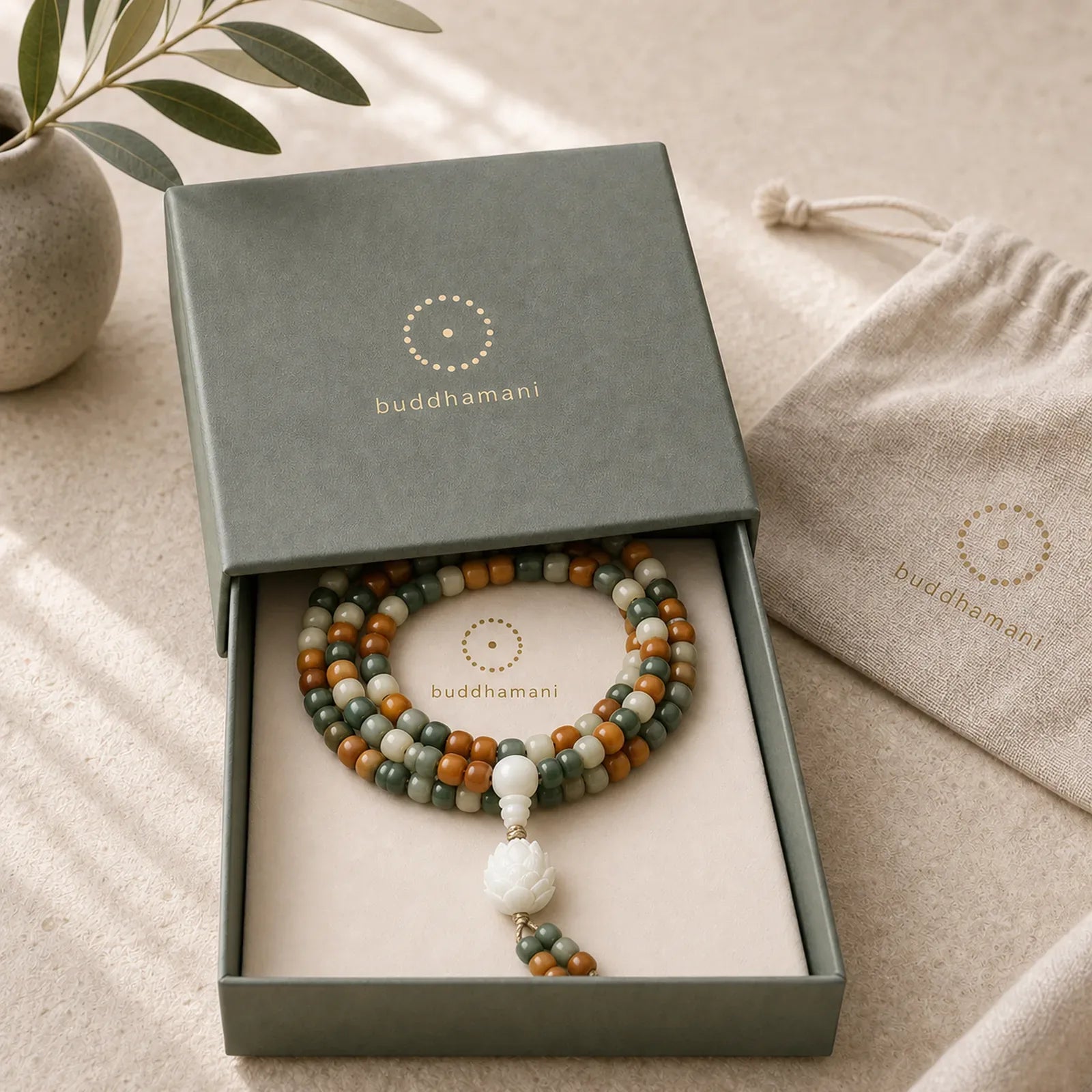 Bodhi Lotus Mala Harmony Necklace Bracelet featuring Lotus, Bodhi Seed, Lotus Symbol