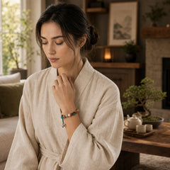 Bodhi Seed Agate Wisdom Harmony Wrist Mala Bracelet featuring Bodhi Seed, Frosted Stone, Bamboo