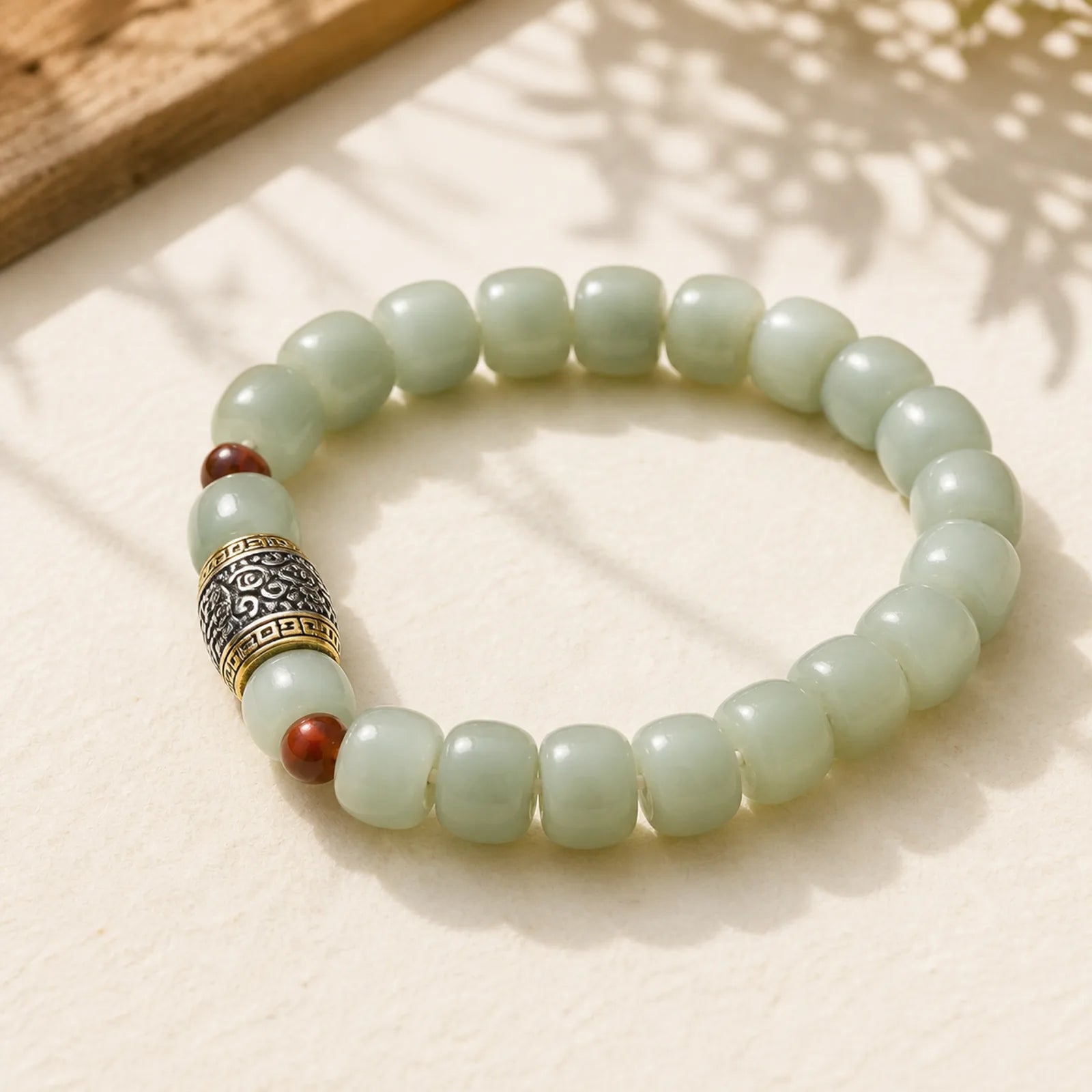 Bodhi Seed Auspicious Cloud Fu Character Bead Peace Bracelet featuring Bodhi Seed, Fu Character, Small Leaf Red Sandalwood