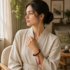 Bodhi Seed Bead Peace Calm Tassel Bracelet featuring Bodhi Seed