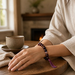 Bodhi Seed Bead Peace Calm Tassel Bracelet featuring Bodhi Seed