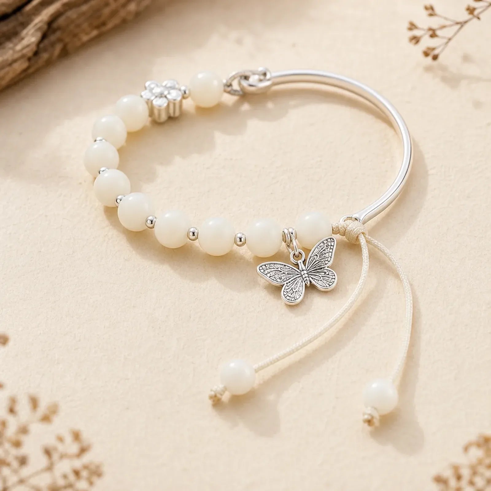 Bodhi Seed Butterfly Lotus Luck Wealth Bracelet Bangle featuring Bodhi Seed, Butterfly, Lotus