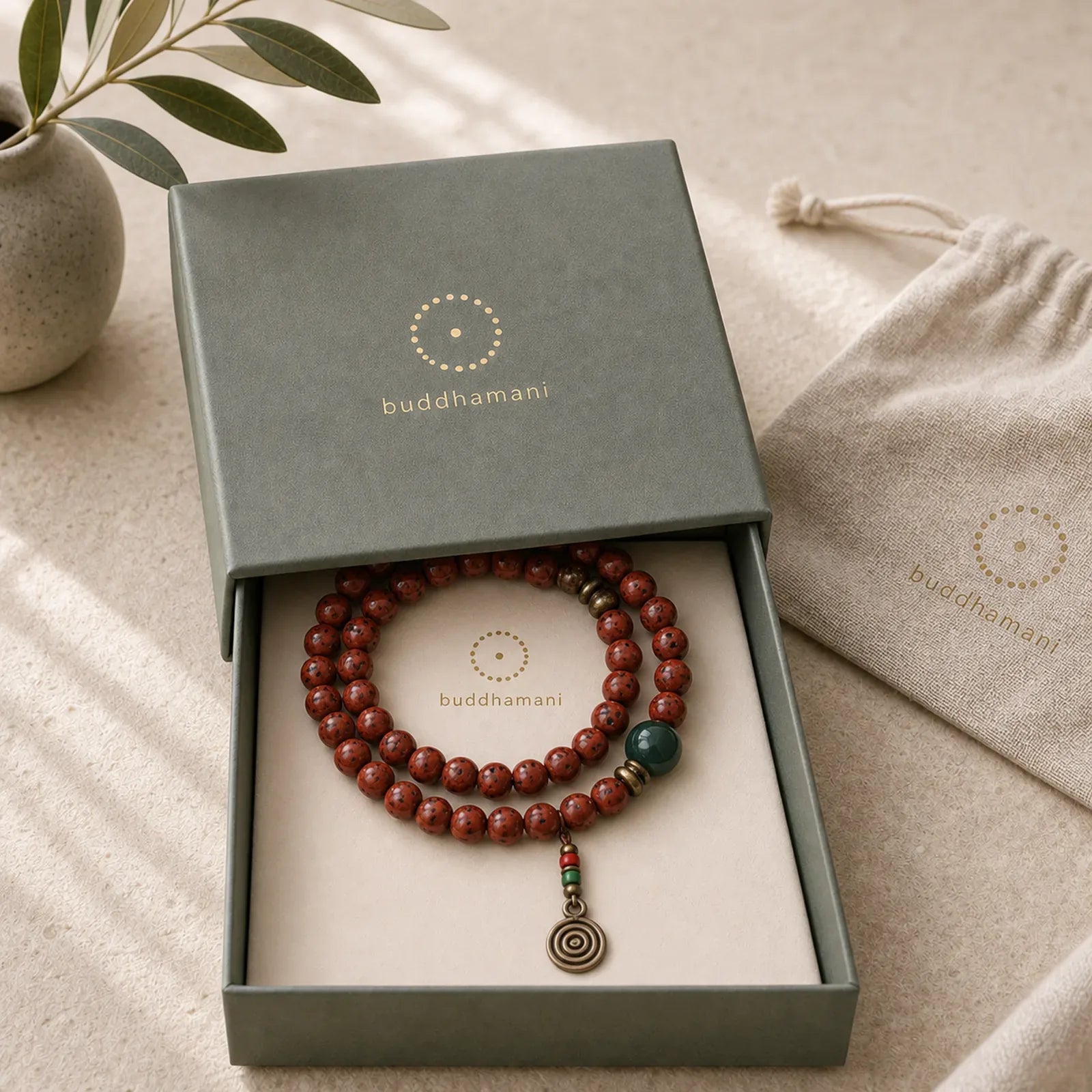 Bodhi Seed Cyan Jade Copper Peace Luck Bracelet featuring Bodhi Seed, Cyan Jade, Jade