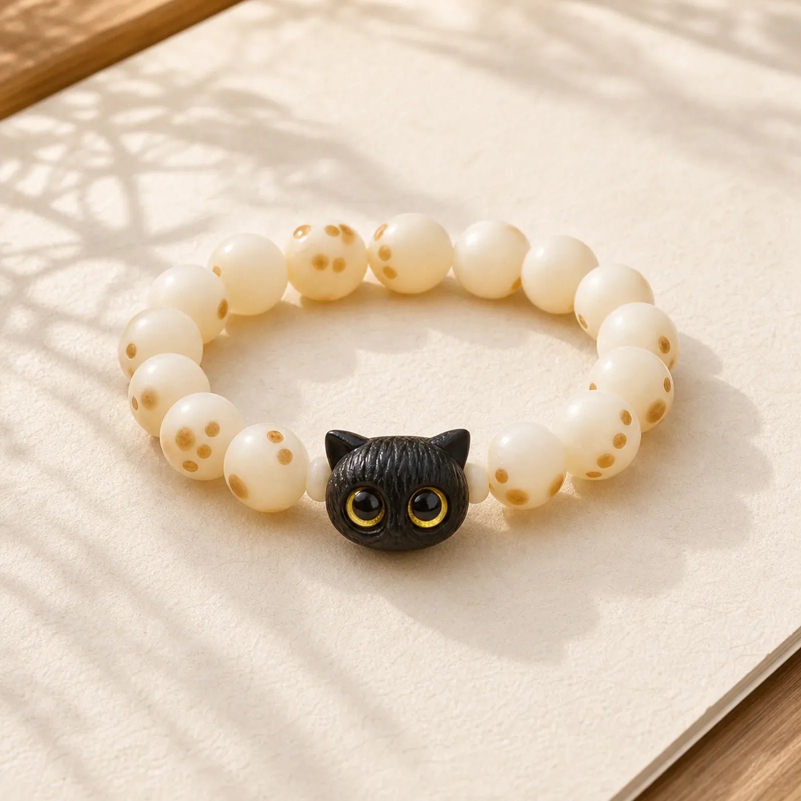 Bodhi Seed Ebony Wood Cat Paw Purity Wisdom Bracelet featuring Bodhi Seed, Ebony Wood, Ebony