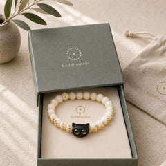 Bodhi Seed Ebony Wood Cat Paw Purity Wisdom Bracelet featuring Bodhi Seed, Ebony Wood, Ebony
