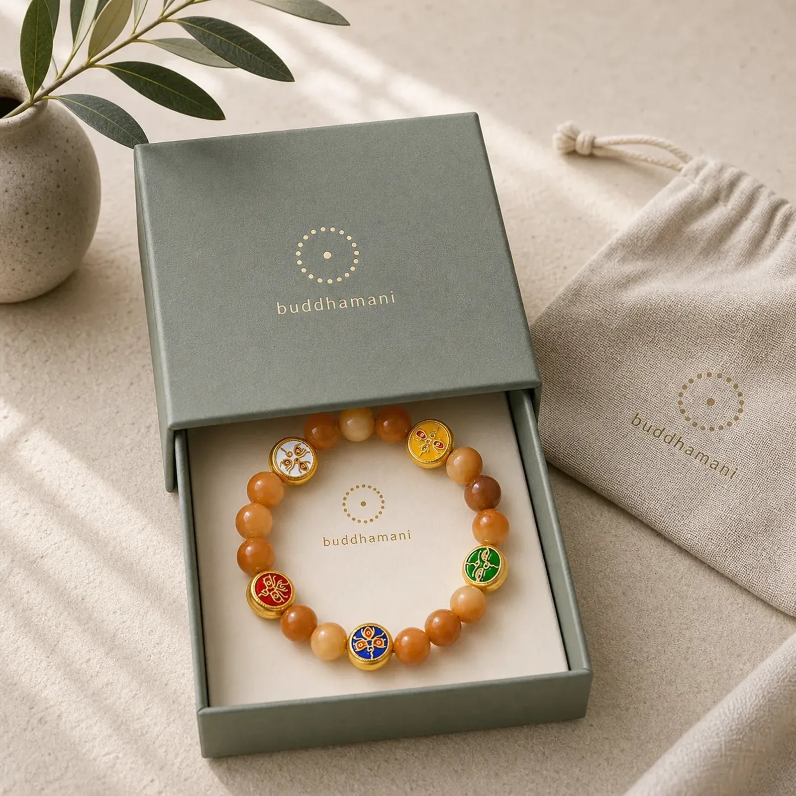 Bodhi Seed Five Directions Gods of Wealth Wisdom Bracelet featuring Bodhi Seed, Five Elements, Copper