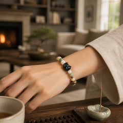Bodhi Seed Green Sandalwood Ebony Wood Small Leaf Red Sandalwood Cat Head Paw Claw Peace Bracelet featuring Bodhi Seed, Green Sandalwood, Sandalwood