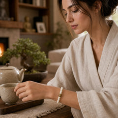 Bodhi Seed Hammered Copper Brass Calm Bracelet featuring Bodhi Seed, Copper