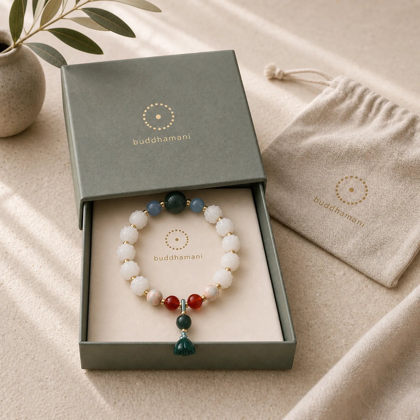 Bodhi Seed Lotus Bead Carved Peace Harmony Bracelet featuring Bodhi Seed, Lotus, Lotus Symbol