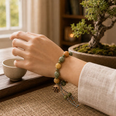 Bodhi Seed Lotus Green Sandalwood Wisdom Harmony Bracelet featuring Bodhi Seed, Lotus, Green Sandalwood