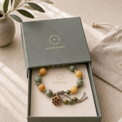 Bodhi Seed Lotus Green Sandalwood Wisdom Harmony Bracelet featuring Bodhi Seed, Lotus, Green Sandalwood