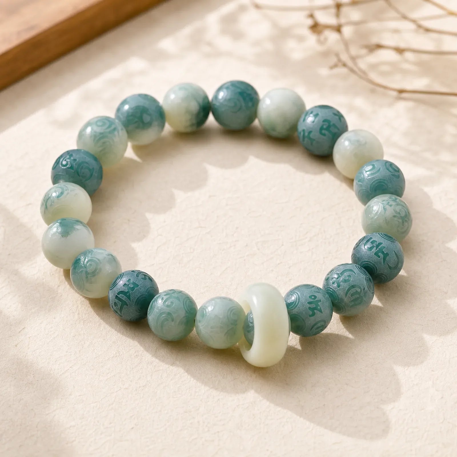 Bodhi Seed Om Mani Padme Hum Engraved Keep Away Evil Spirits Bracelet featuring Bodhi Seed, Om Mani Padme Hum, Om