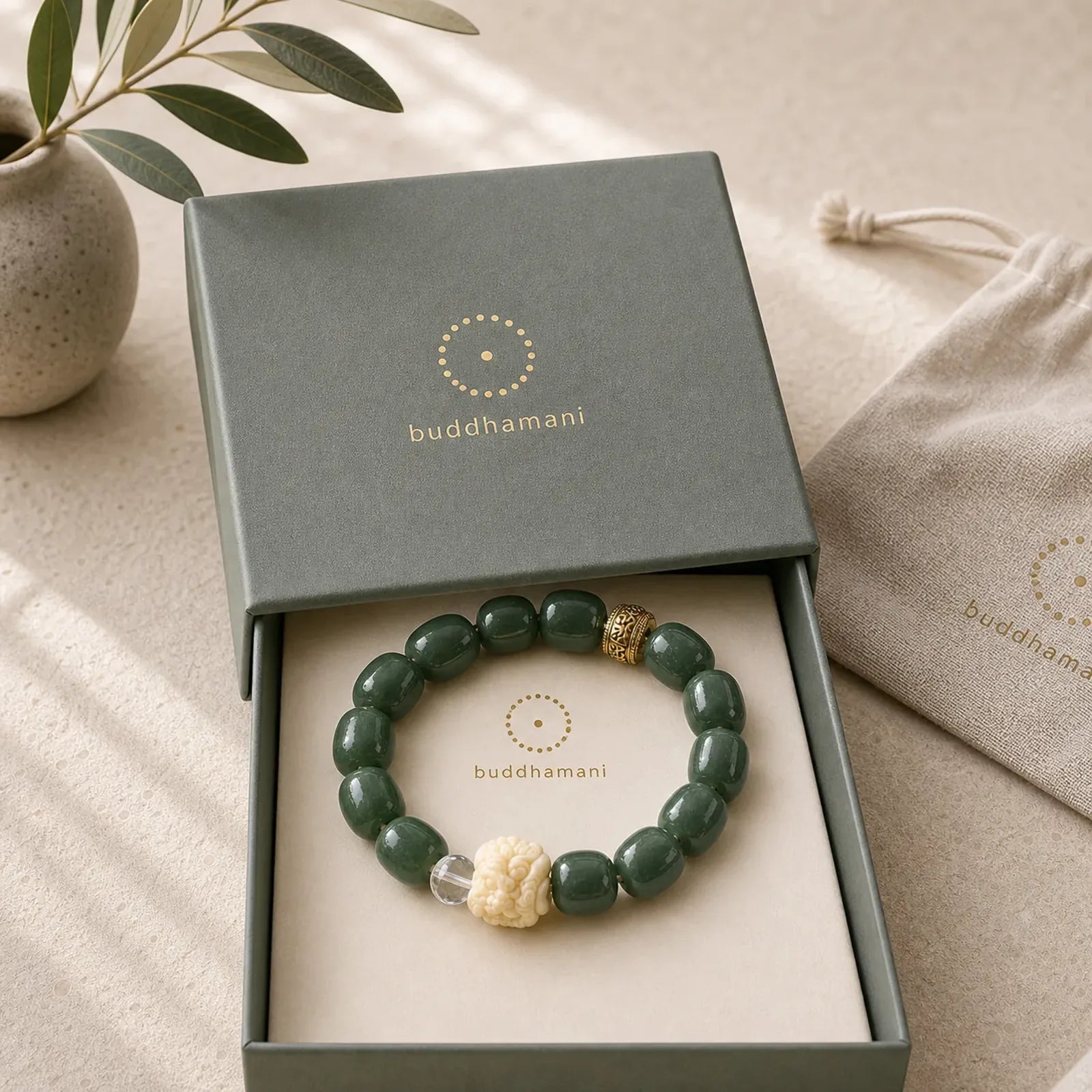 Bodhi Seed Om Mani Padme Hum Lion Head Peace Bracelet featuring Bodhi Seed, Om Mani Padme Hum, Om