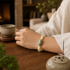 Bodhi Seed Turquoise Lotus Enlightenment Bracelet featuring Bodhi Seed, Turquoise, Lotus