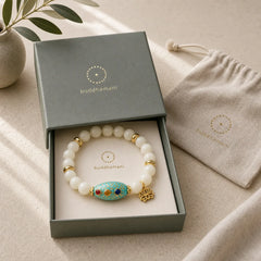 Bodhi Seed Turquoise Lotus Enlightenment Bracelet featuring Bodhi Seed, Turquoise, Lotus