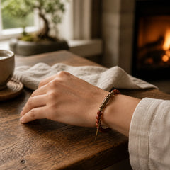 Bone Beads Copper Cone Pendant Strength Bracelet featuring Copper