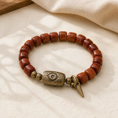 Bone Beads Dzi Shape Copper Cone Pendant Strength Bracelet featuring Copper