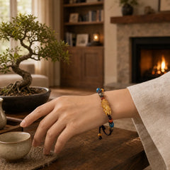 Bone PiXiu Braided Rope Luck Bracelet featuring Pixiu, Copper