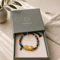 Bone PiXiu Braided Rope Luck Bracelet featuring Pixiu, Copper