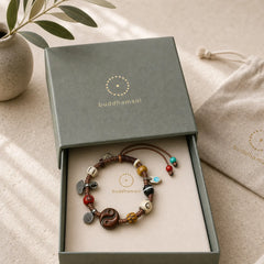 Bone Yin Yang Braided Rope Balance Bracelet featuring Yin Yang Symbol, Copper