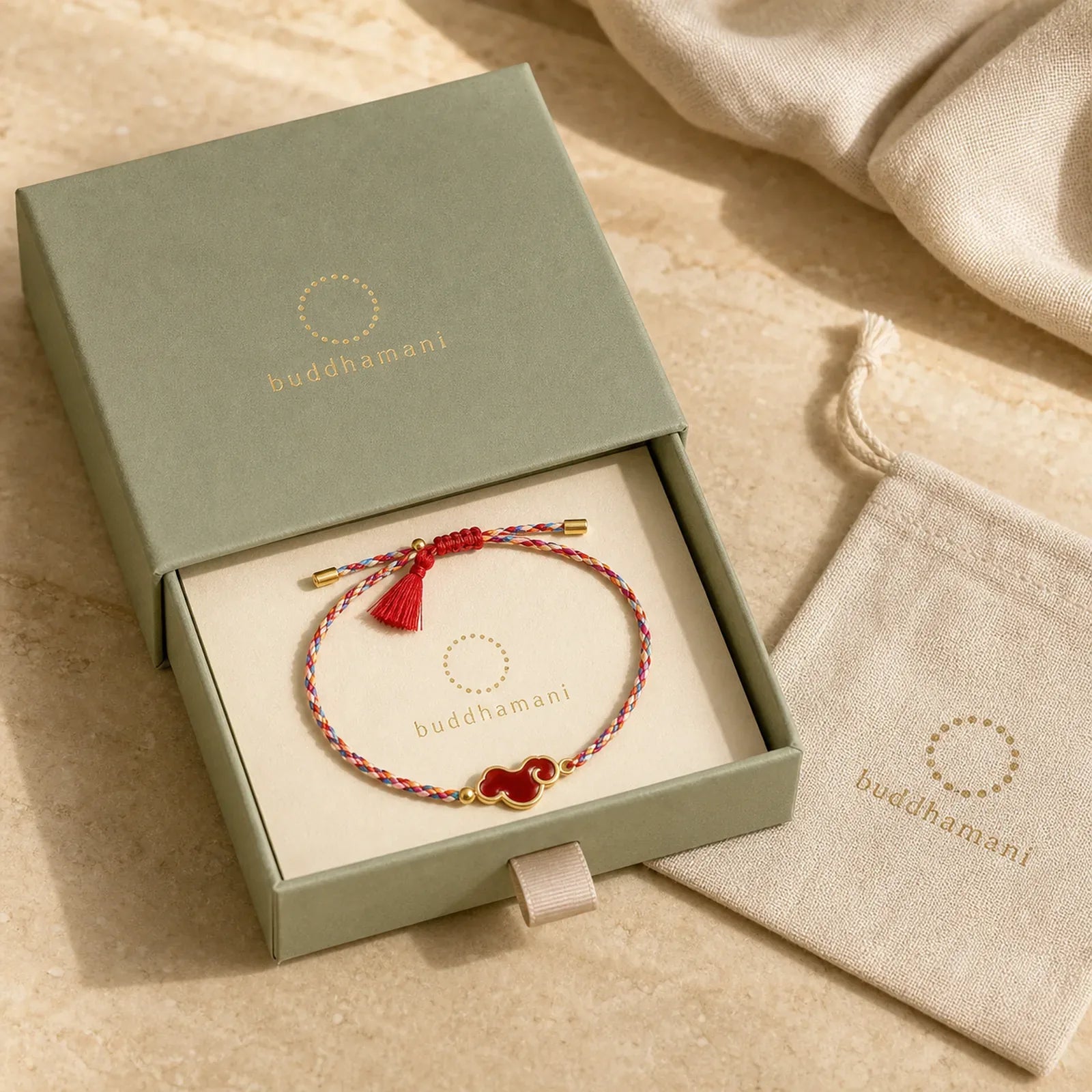 Braided Five Color Cord Song Brocade Ruyi Scepter Tassel Luck Bracelet featuring Red String, Copper