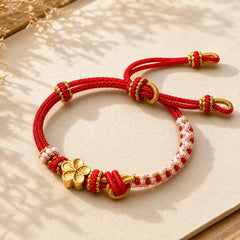 Braided Rope Knot Adjustable Bracelet featuring Red String