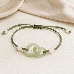 Braided Rope Peace Buckle Love Calm Bracelet featuring Peace Buckle, Copper, Jade