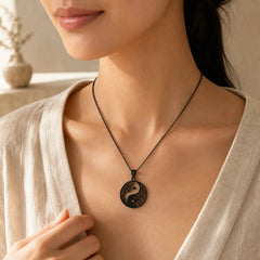 Branches Hollow Yin Yang Design Stainless Steel Balance Necklace Pendant featuring Yin Yang Symbol