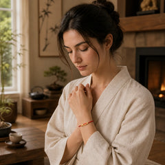 Brass Koi Fish Red String Wealth Bracelet featuring Koi Fish, Red String, Yin Yang Symbol