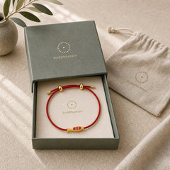 Brass Koi Fish Red String Wealth Bracelet featuring Koi Fish, Red String, Yin Yang Symbol