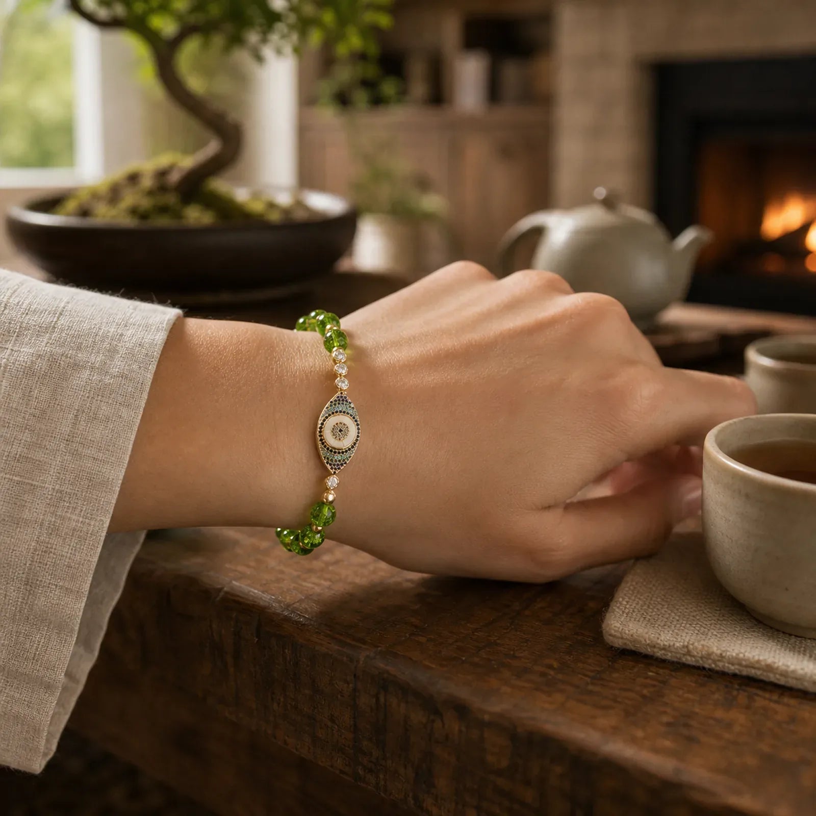 Bring Infinite Good Fortune Evil Eye Bundle featuring Evil Eye, Peridot, Silver