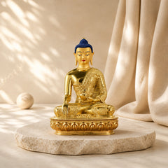 Buddha Shakyamuni Figurine Enlightenment Copper Statue Home Offering Decoration featuring Copper, Buddha Symbol
