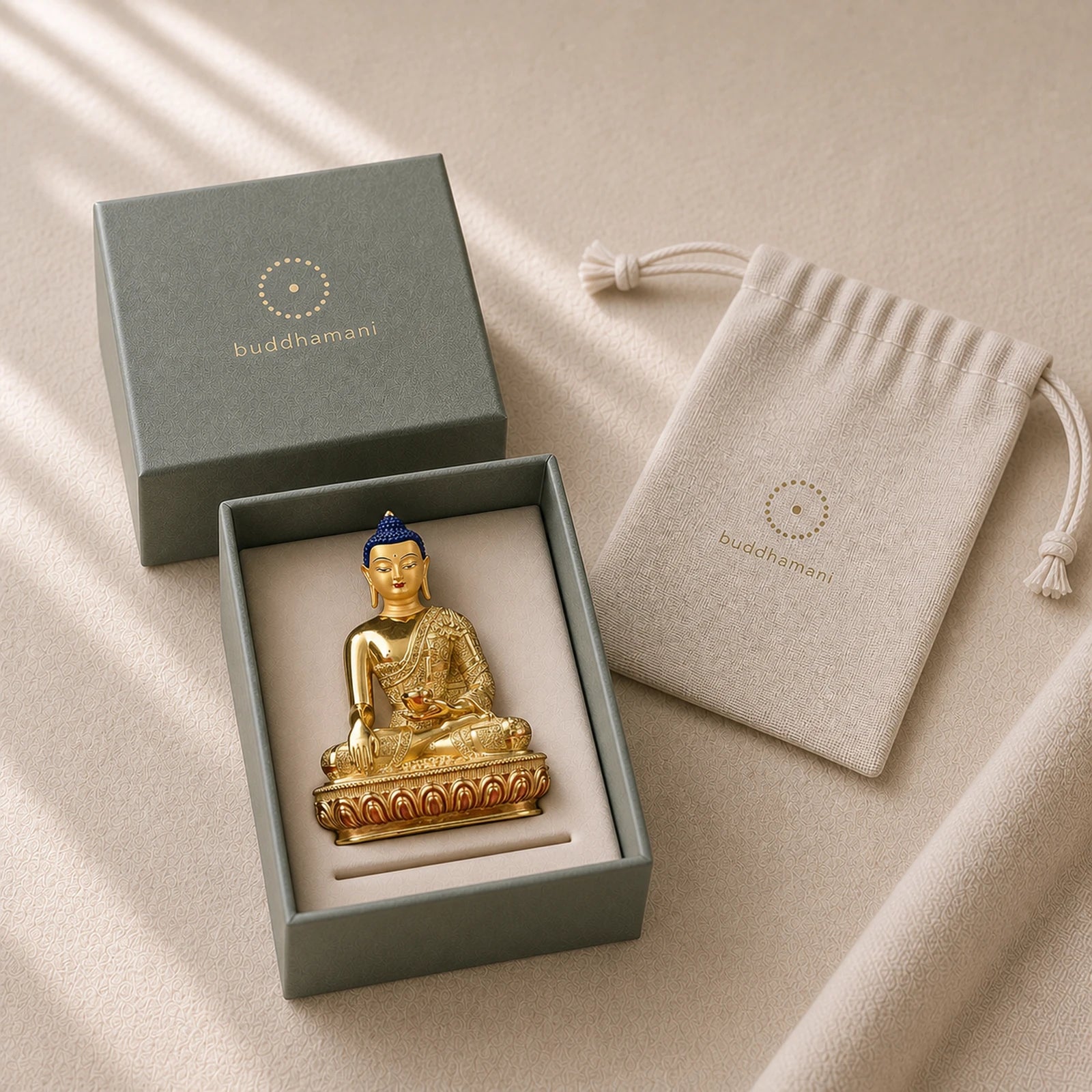 Buddha Shakyamuni Figurine Enlightenment Copper Statue Home Offering Decoration featuring Copper, Buddha Symbol
