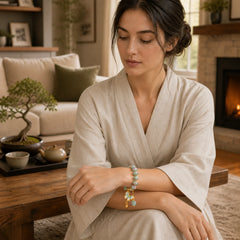 Butterfly Charm Rose Flower Liuli Bracelet featuring Butterfly, Five Elements, Feng Shui Butterfly