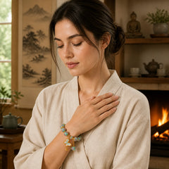 Butterfly Charm Rose Flower Liuli Bracelet featuring Butterfly, Five Elements, Feng Shui Butterfly