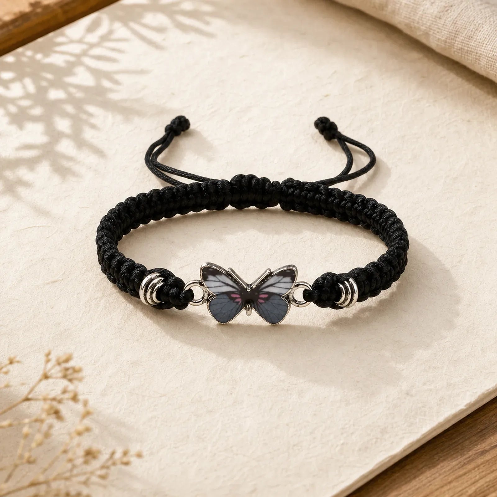 Butterfly Freedom Love String Charm Bracelet featuring Butterfly, Feng Shui Butterfly, Copper