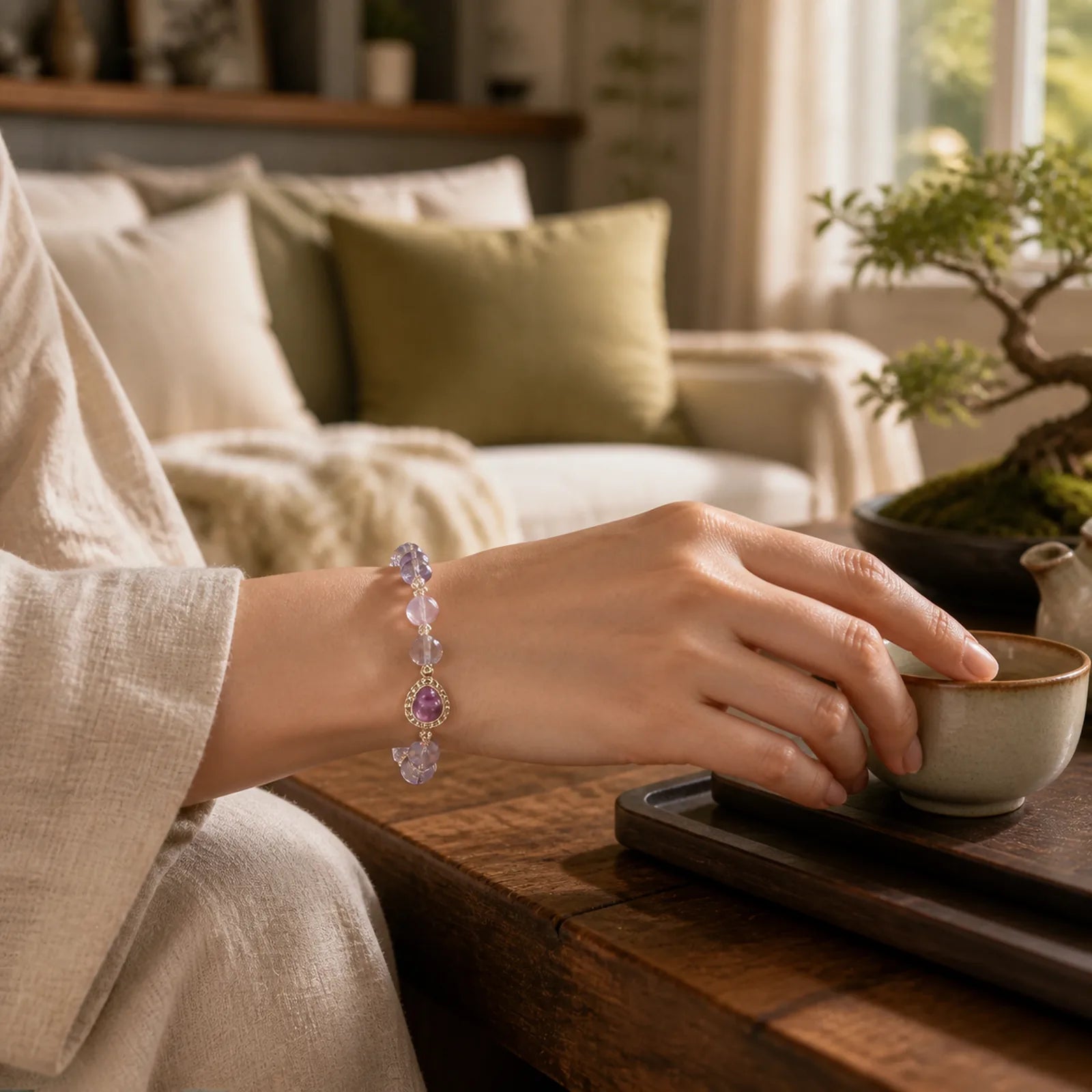Butterfly Gourd Amethyst Citrine Labradorite Balance Bracelet featuring Butterfly, Amethyst, Citrine
